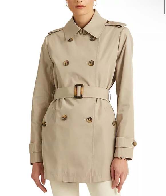 Lauren Ralph Lauren Jackets & Blazers - NWT Ralph Lauren Short Trench Coat Khaki Beige Size M Belted Classic